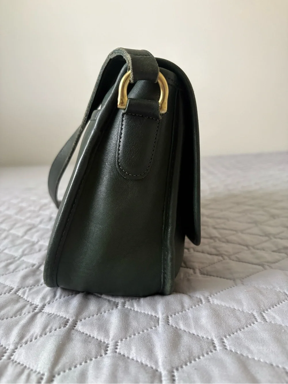 Vintage COACH green leather city shoulder bag crossbody - Picture 5 of 10